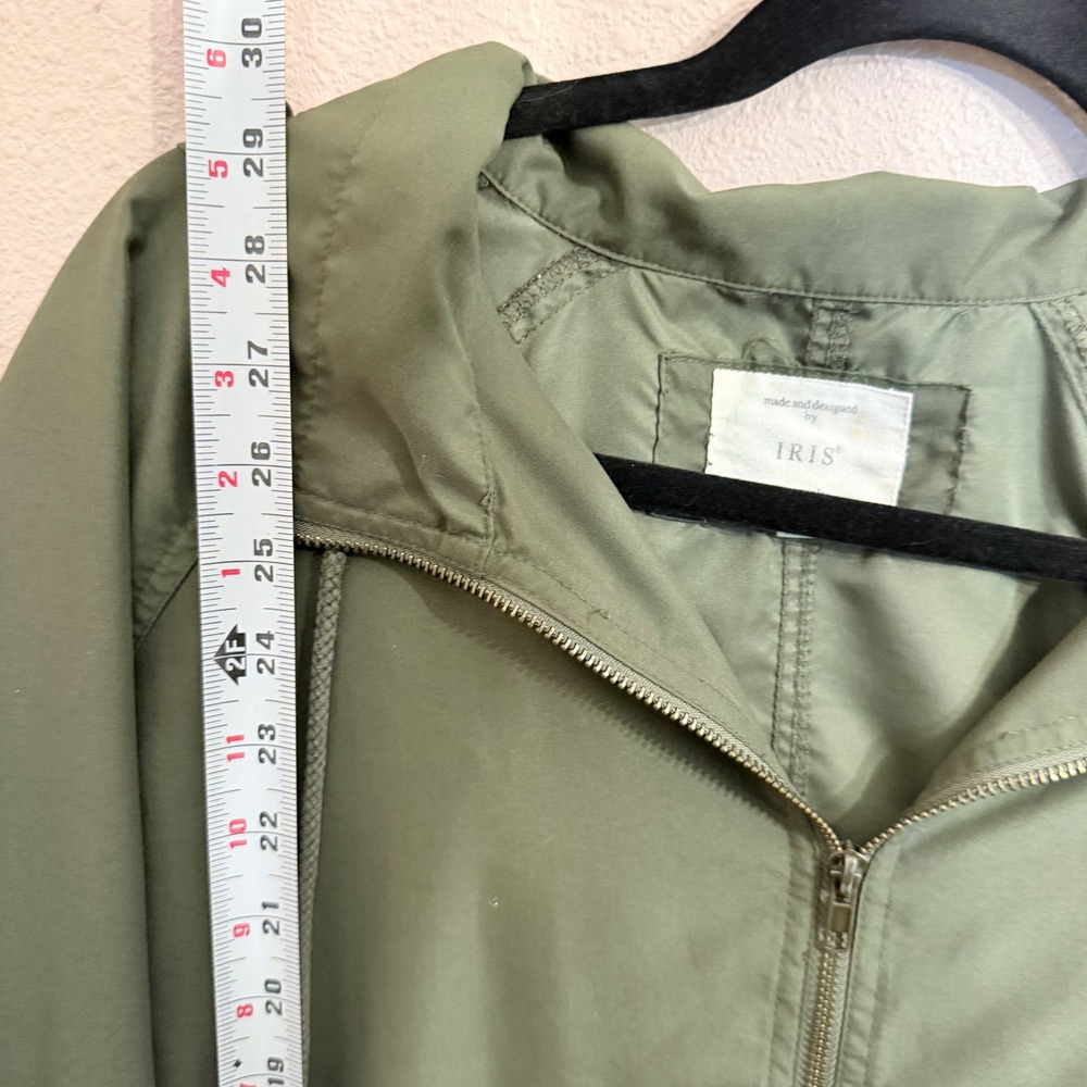 Iris Los Angeles Womens Olive Green Hooded Anorak Utility Jacket Medium - Picture 7 of 7